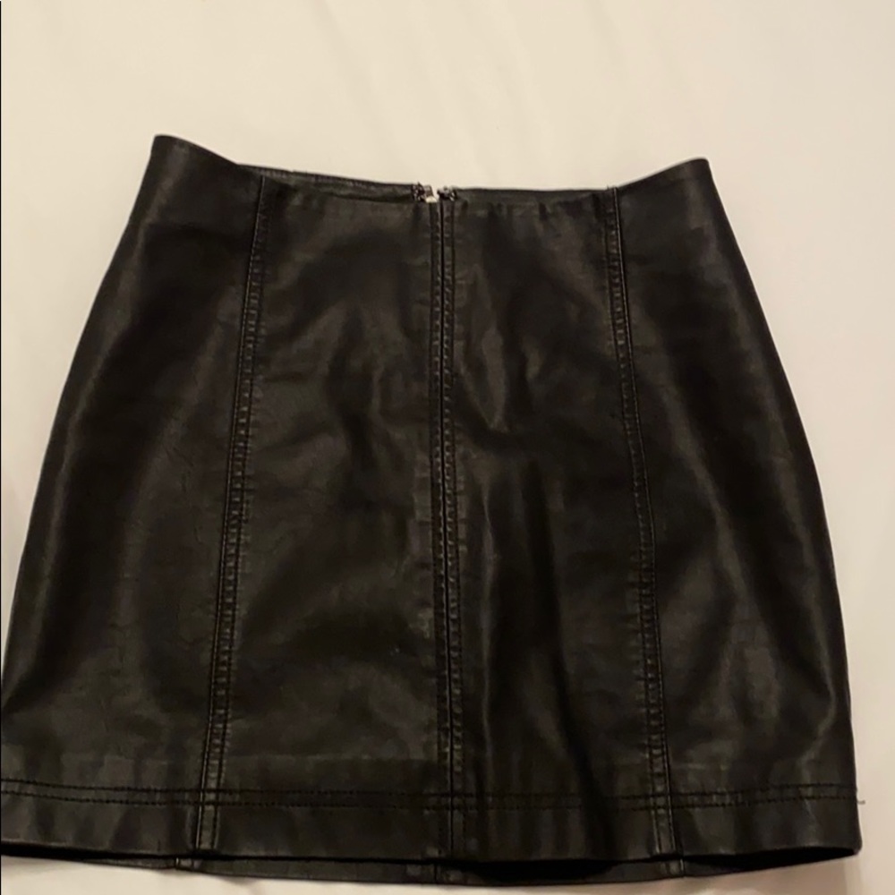 Free People vegan leather black mini skirt